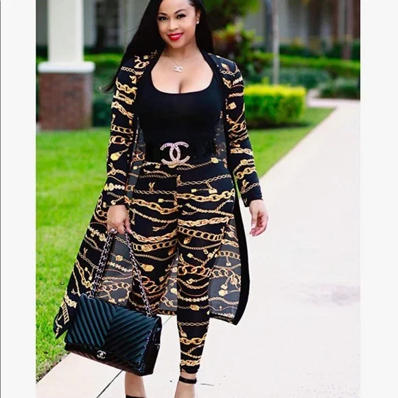 NewInBag 2pc Outfit Floral Long Sleeve Cardigan w/Leggings Size: L - Picture 1 of 8